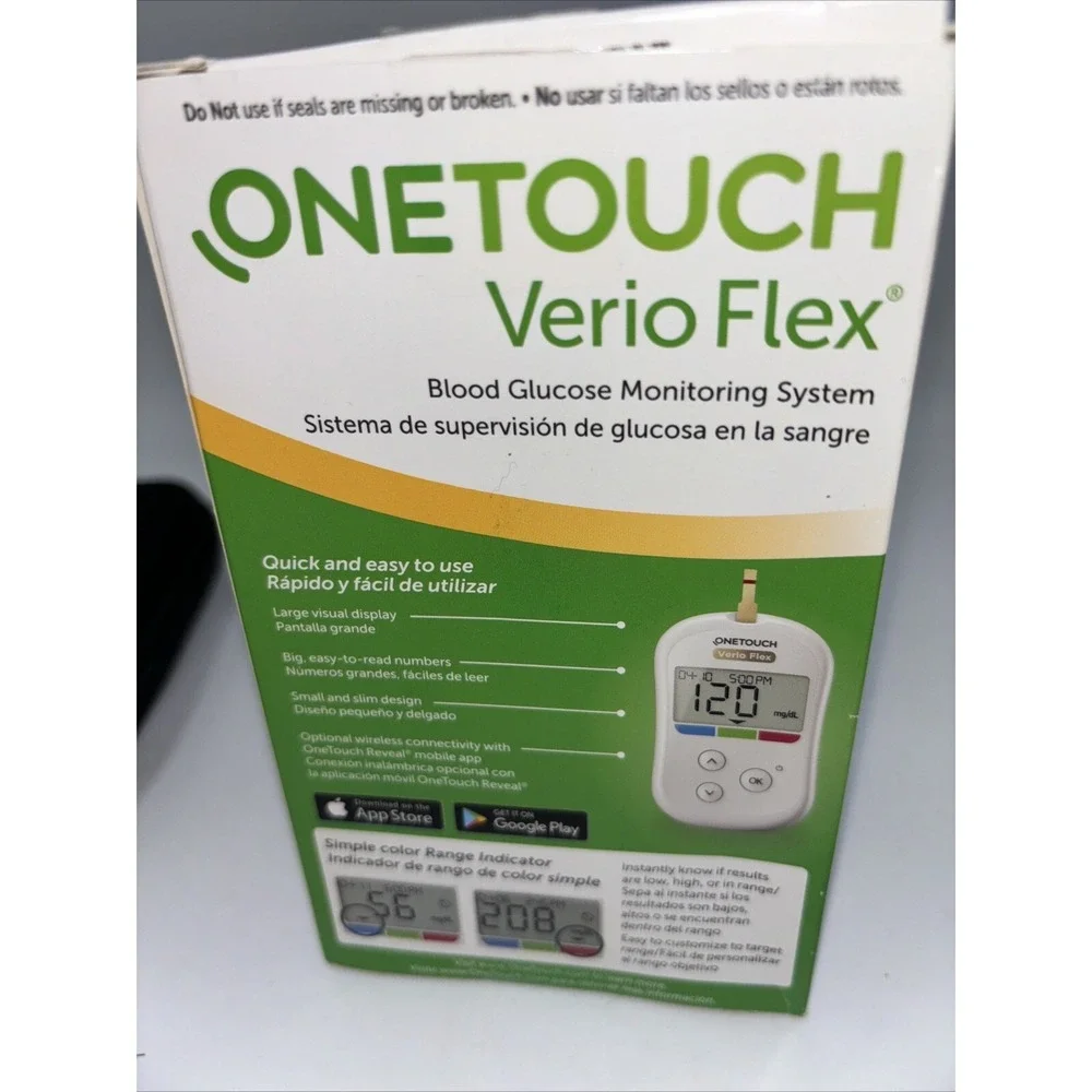 OneTouch Verio Flex Meter Blood Glucose Monitoring System. Box Opened For Pic